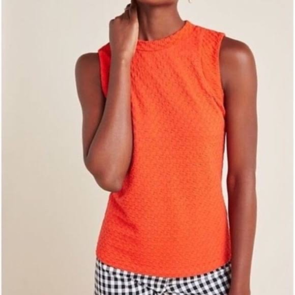 Anthropologie Maeve Barbara Jacquard Knit Tank Top in Orange Size: M